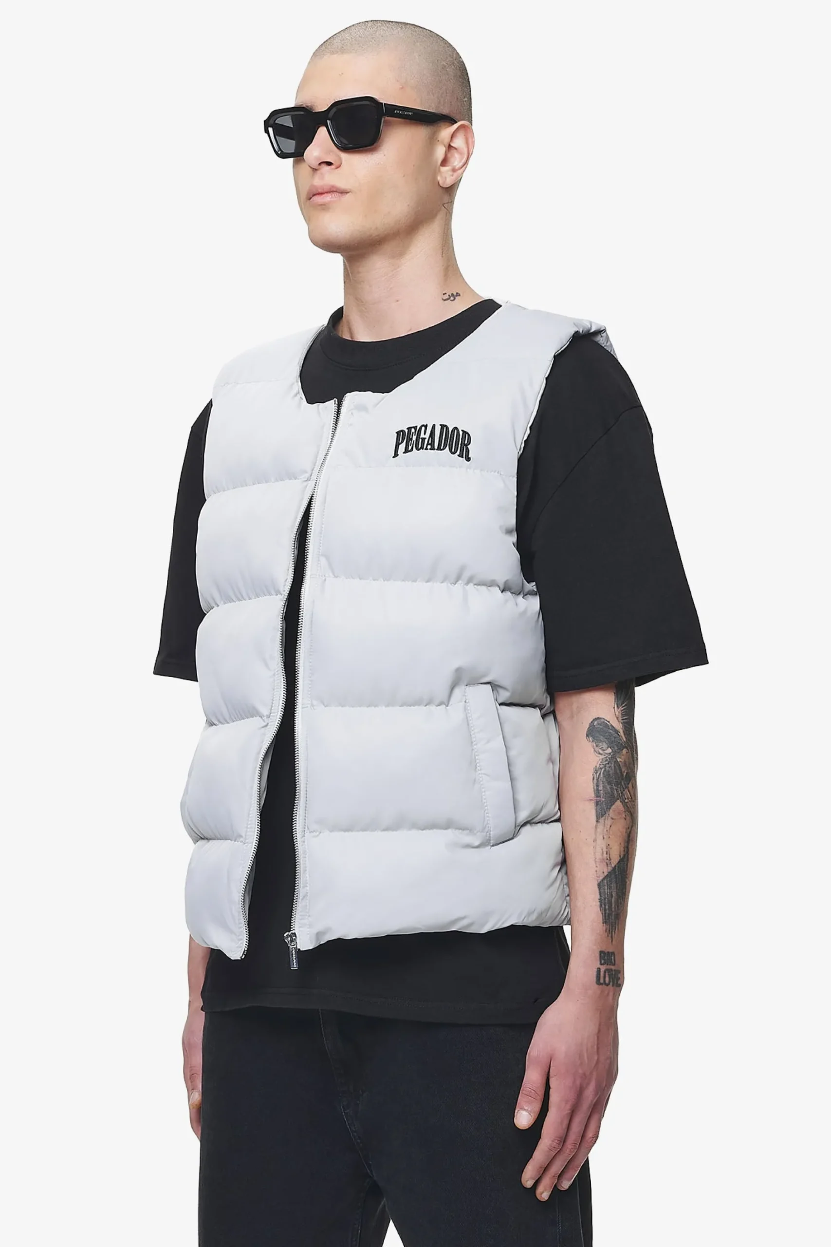 Pegador Vests|Aberdeen Round Neck Puffer Vest Dusk Grey