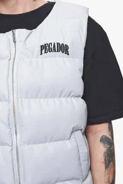 Pegador Vests|Aberdeen Round Neck Puffer Vest Dusk Grey