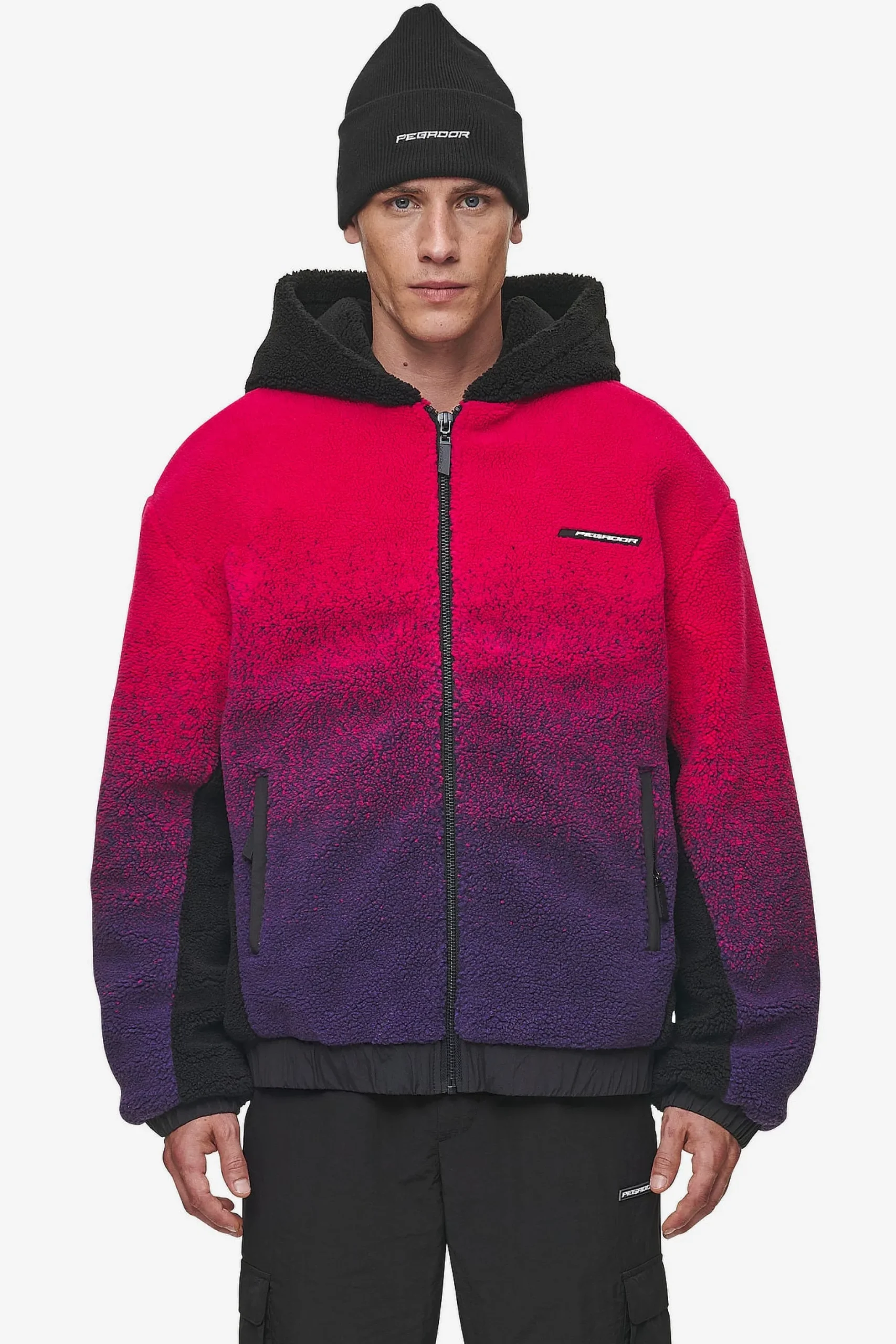 Pegador Jackets|Absecon Teddy Jacket Virtual Pink Deep Purple Black
