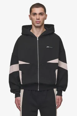 Pegador Hoodies|Zip Hoodies|Aderno Boxy Sweat Jacket Washed Black Light Beige