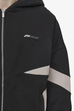 Pegador Hoodies|Zip Hoodies|Aderno Boxy Sweat Jacket Washed Black Light Beige