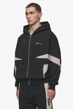 Pegador Hoodies|Zip Hoodies|Aderno Boxy Sweat Jacket Washed Black Light Beige