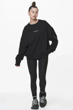Pegador Sweaters|Aelva Logo Heavy Oversized Crew Neck Black