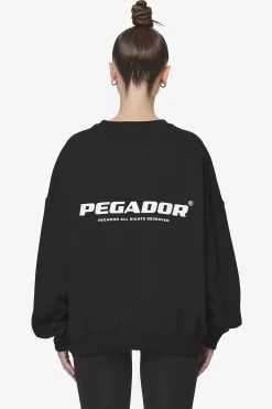 Pegador Sweaters|Aelva Logo Heavy Oversized Crew Neck Black