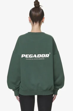 Pegador Sweaters|Aelva Logo Heavy Oversized Crew Neck Washed Sage Green