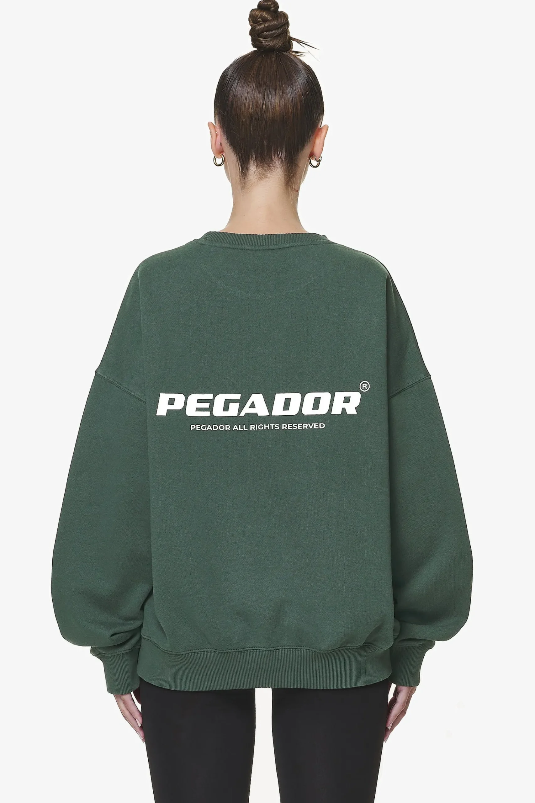 Pegador Sweaters|Aelva Logo Heavy Oversized Crew Neck Washed Sage Green