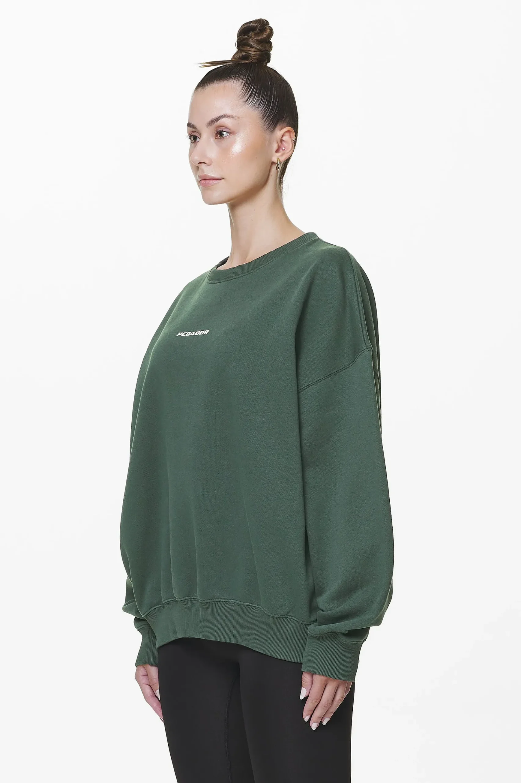 Pegador Sweaters|Aelva Logo Heavy Oversized Crew Neck Washed Sage Green