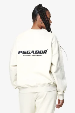 Pegador Sweaters|Aelva Logo Heavy Oversized Crew Neck Washed Salty Cream