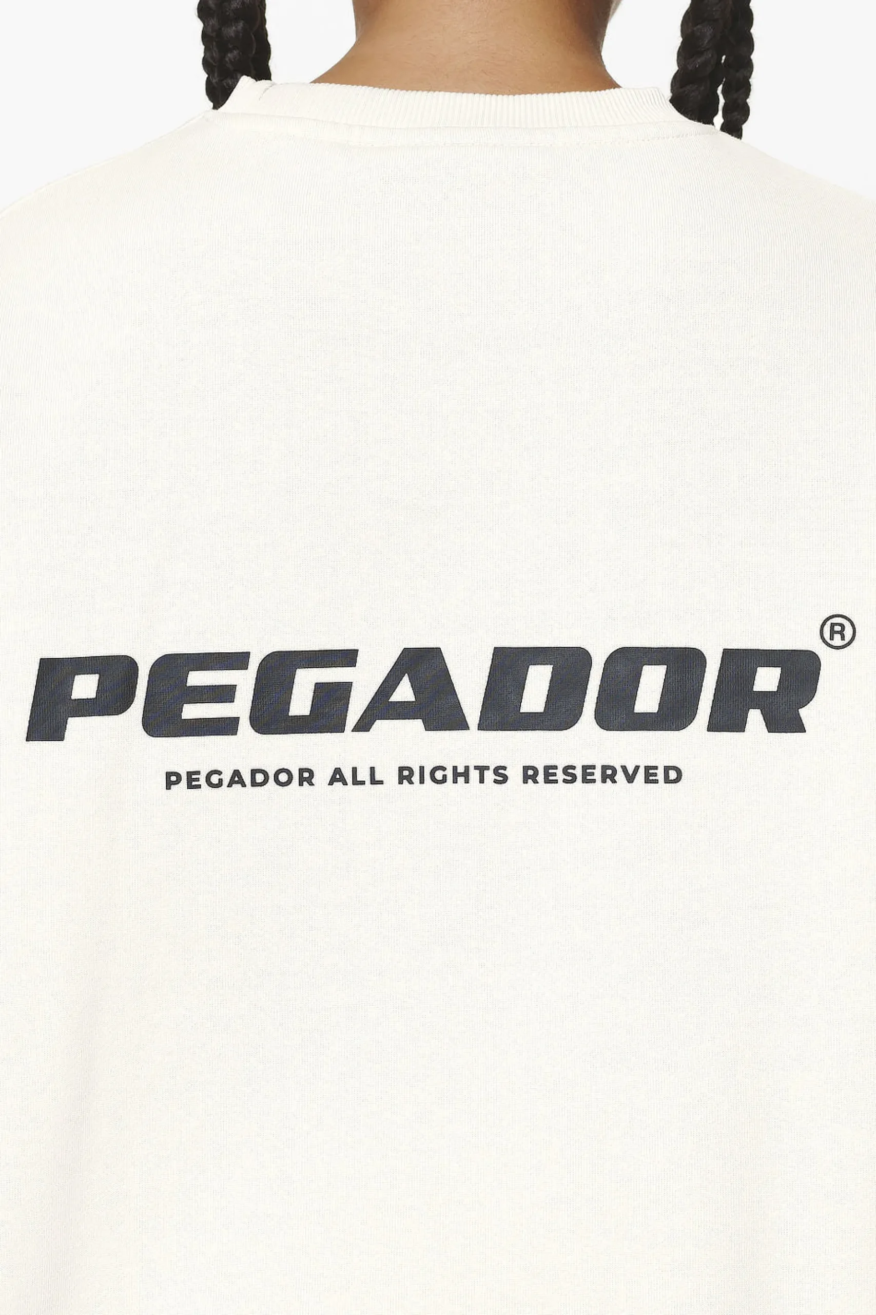 Pegador Sweaters|Aelva Logo Heavy Oversized Crew Neck Washed Salty Cream