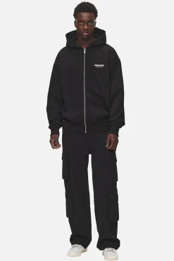 Pegador Hoodies|Zip Hoodies|Alchar Oversized Sweat Jacket Washed Black