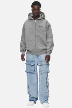 Pegador Hoodies|Zip Hoodies|Alchar Oversized Sweat Jacket Washed Cool Grey