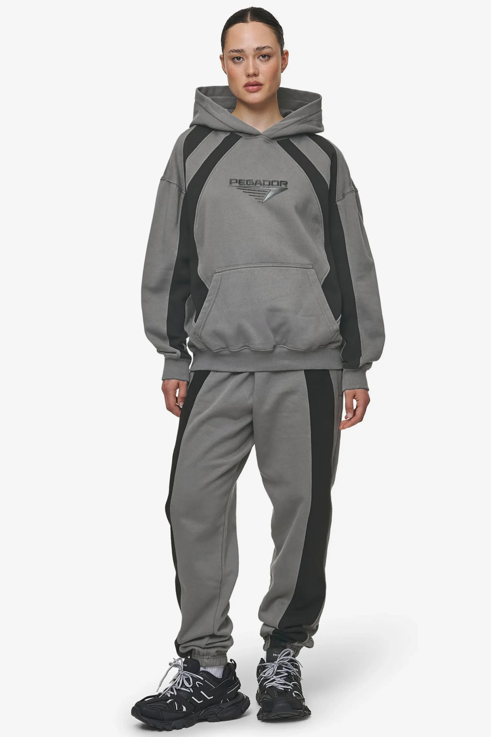 Pegador Pants|Amira High Waisted Sweat Pants Washed Deep Grey Black