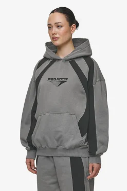 Pegador Hoodies|Amira Oversized Hoodie Washed Deep Grey Black