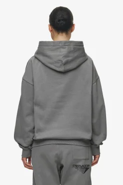 Pegador Hoodies|Amira Oversized Hoodie Washed Deep Grey Black