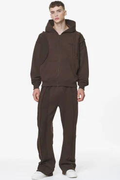 Pegador Hoodies|Zip Hoodies|Ancy Inside Out Terry Boxy Sweat Jacket Washed Oak Brown