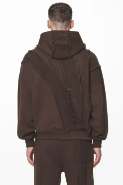Pegador Hoodies|Zip Hoodies|Ancy Inside Out Terry Boxy Sweat Jacket Washed Oak Brown