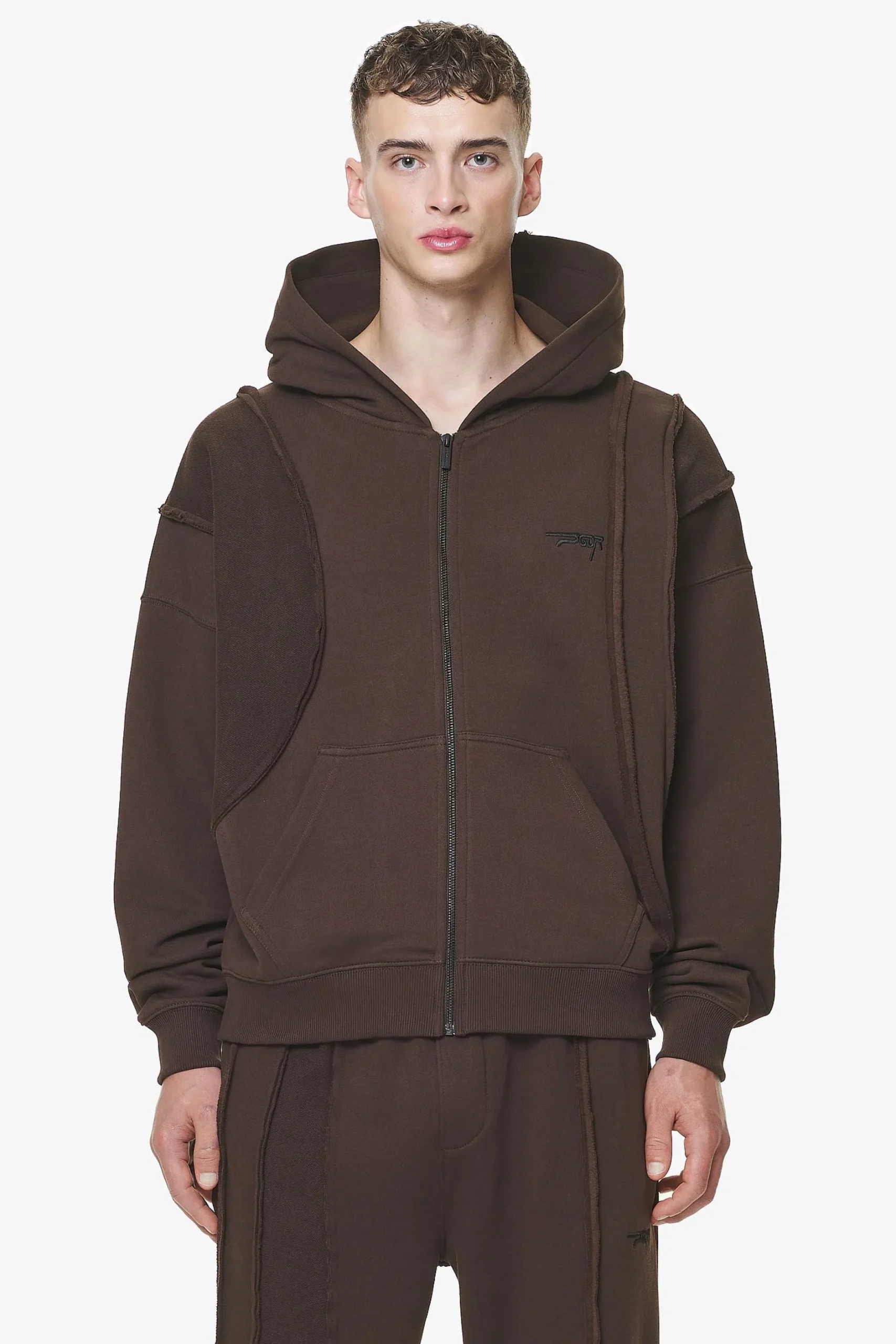 Pegador Hoodies|Zip Hoodies|Ancy Inside Out Terry Boxy Sweat Jacket Washed Oak Brown