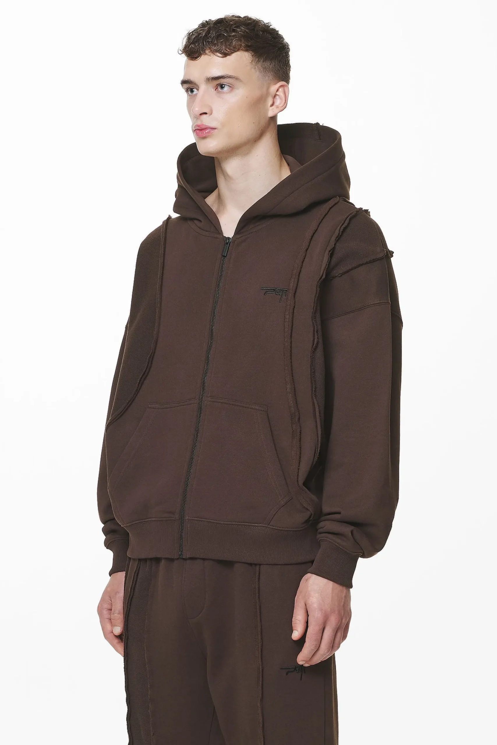 Pegador Hoodies|Zip Hoodies|Ancy Inside Out Terry Boxy Sweat Jacket Washed Oak Brown