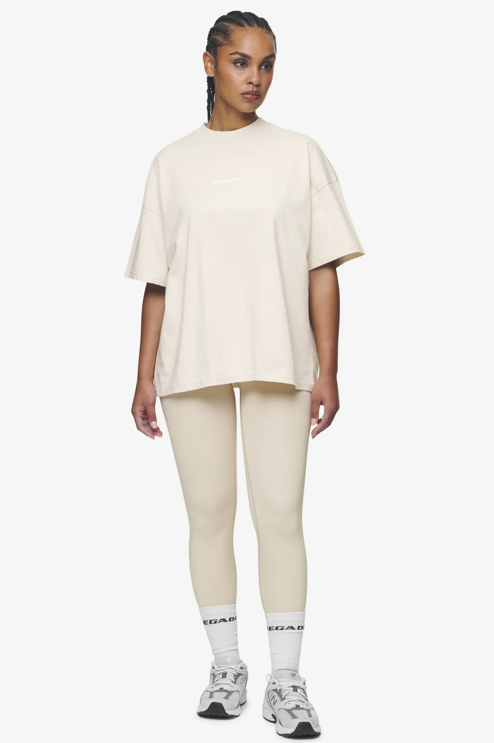 Pegador Tees|Arendal Logo Heavy Oversized Tee White Washed coast sand