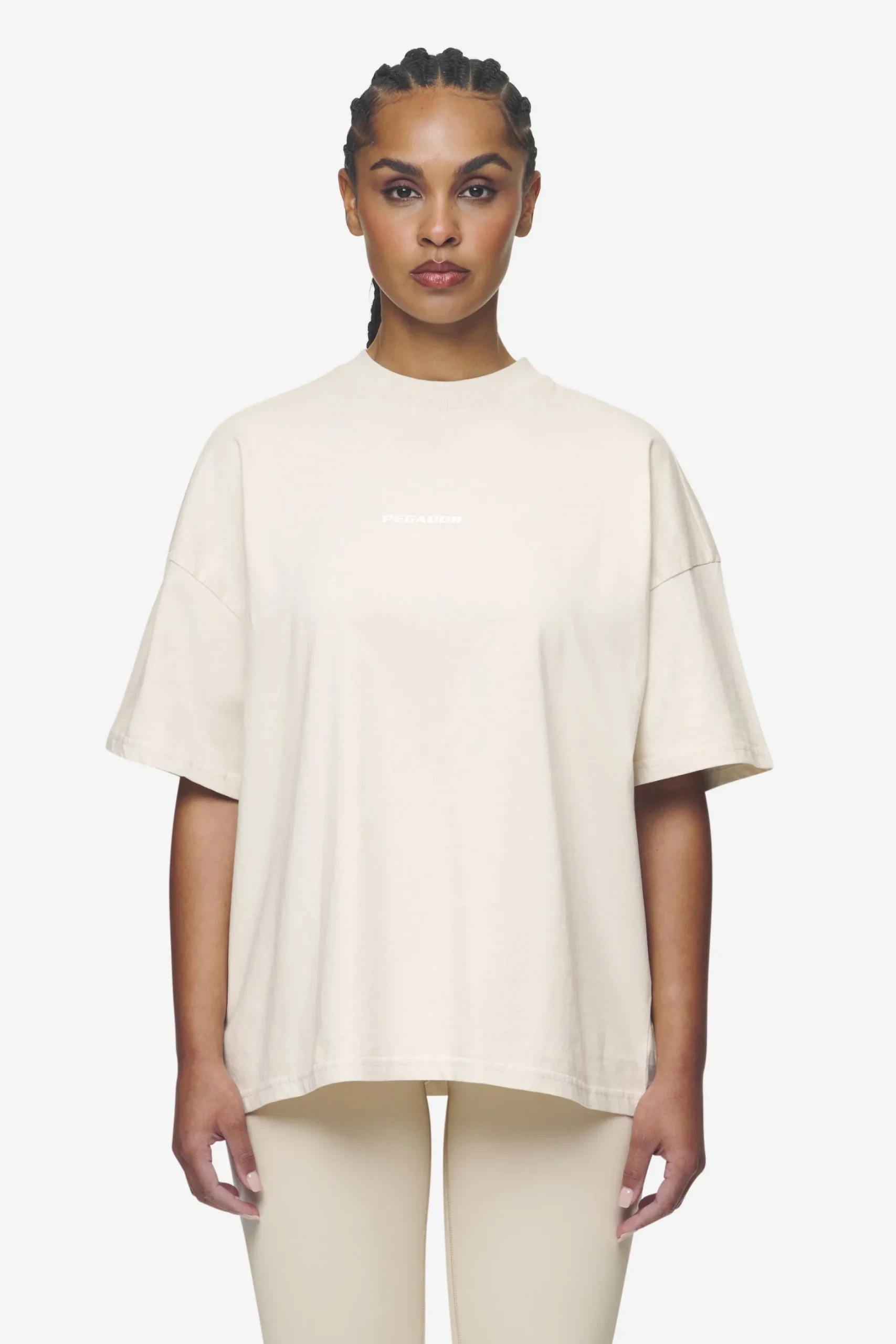 Pegador Tees|Arendal Logo Heavy Oversized Tee White Washed coast sand