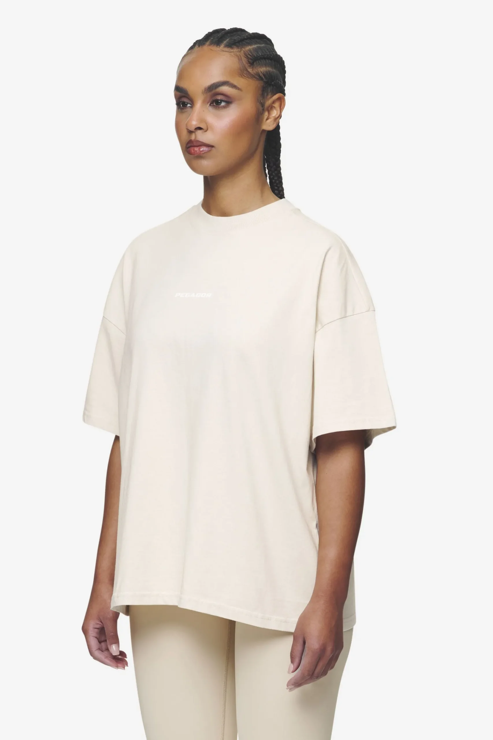 Pegador Tees|Arendal Logo Heavy Oversized Tee White Washed coast sand