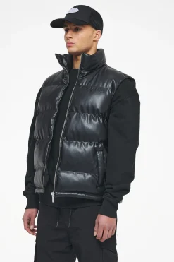 Pegador Vests|Arid Faux Leather Vest Black Ink