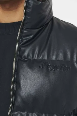 Pegador Vests|Arid Faux Leather Vest Black Ink