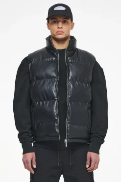 Pegador Vests|Arid Faux Leather Vest Black Ink