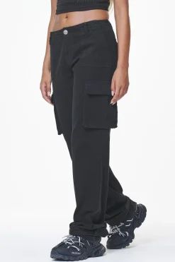 Pegador Pants|Arlia Wide Cargo Pants Black