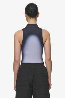Pegador Bodysuits|Ashira Sprayed Zip Bodysuit Black White