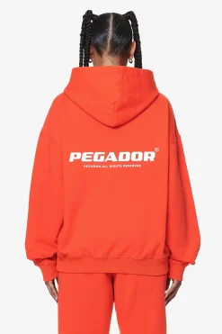 Pegador Hoodies|Atna Logo Oversized Hoodie Washed Signal Red