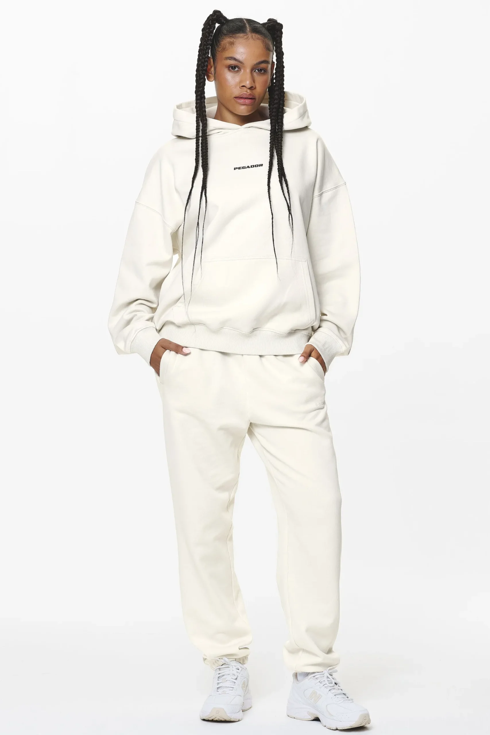 Pegador Hoodies|Atna Logo Oversized Hoodie Washed Salty Cream