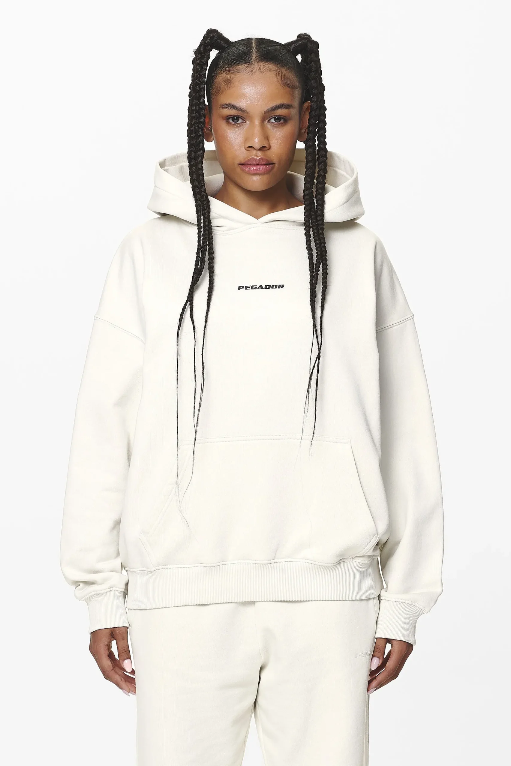Pegador Hoodies|Atna Logo Oversized Hoodie Washed Salty Cream