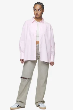 Pegador Shirts|Avenida Striped Oversized Overshirt Bubblegum White