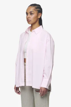 Pegador Shirts|Avenida Striped Oversized Overshirt Bubblegum White