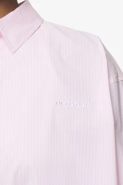 Pegador Shirts|Avenida Striped Oversized Overshirt Bubblegum White