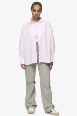 Pegador Shirts|Avenida Striped Oversized Overshirt Bubblegum White