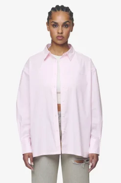 Pegador Shirts|Avenida Striped Oversized Overshirt Bubblegum White