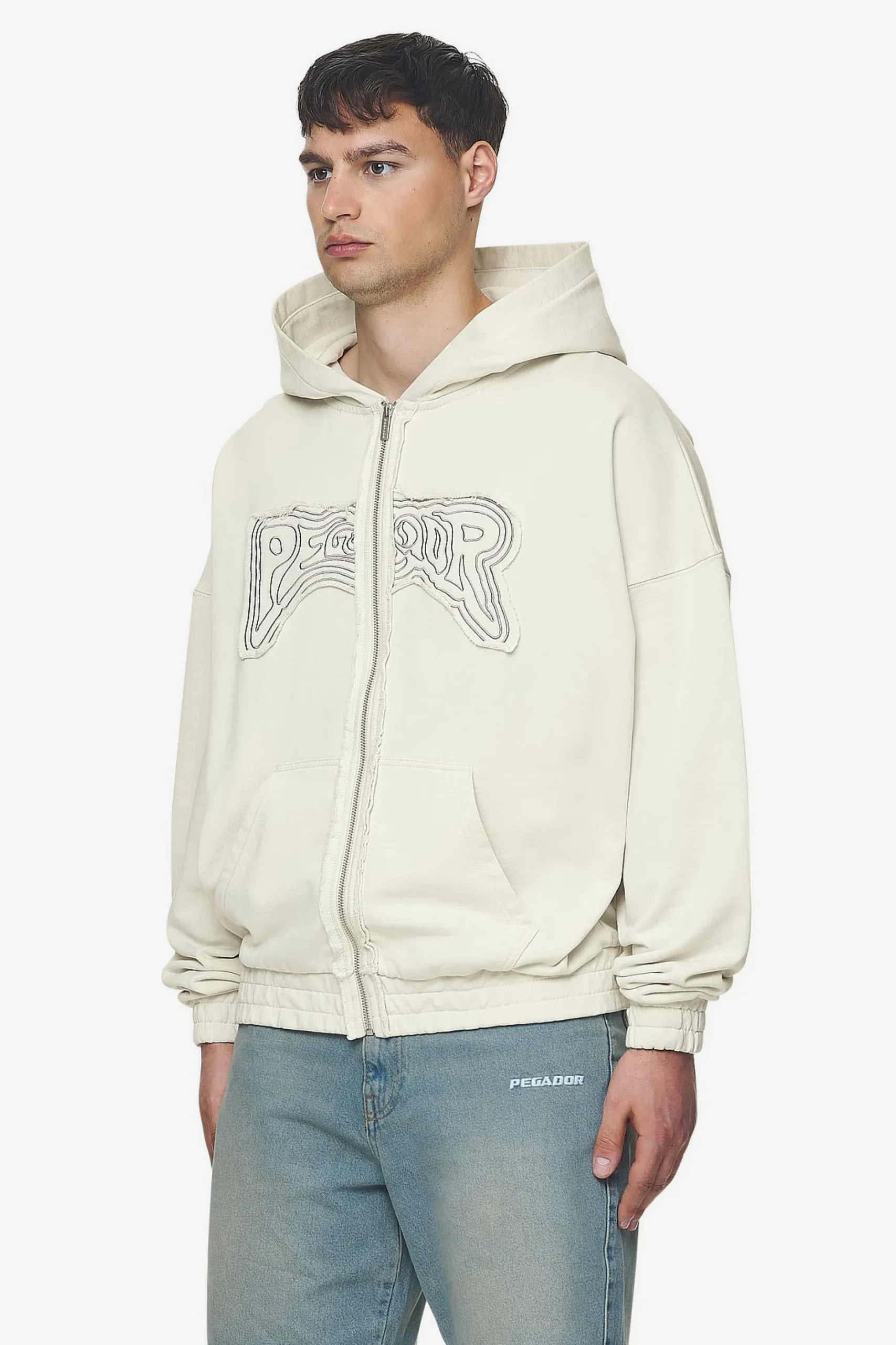 Pegador Hoodies|Zip Hoodies|Avon Boxy Sweat Jacket Washed Salty Cream