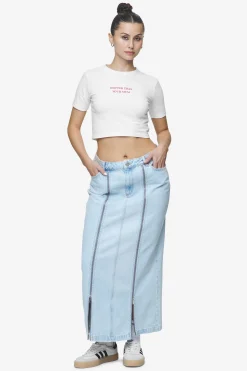 Pegador Jeans|Aya Denim Midi Zip Skirt Washed Light Blue