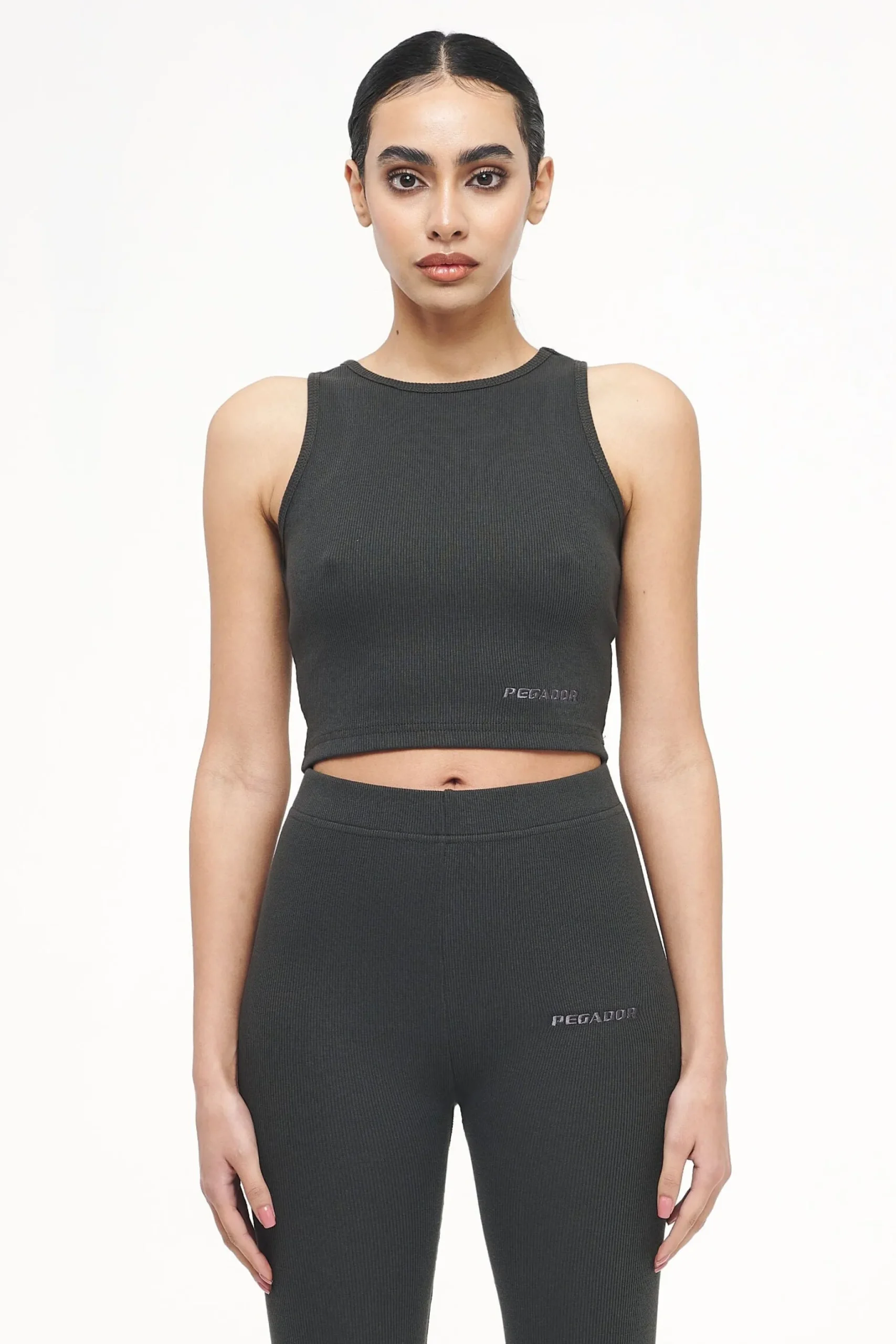 Pegador Tops|Ayla Crop Top Vintage Washed Iron Grey