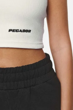 Pegador Tops|Ayla Crop Top  Washed Coconut Milk Black