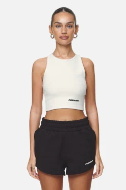 Pegador Tops|Ayla Crop Top  Washed Coconut Milk Black