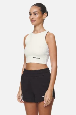 Pegador Tops|Ayla Crop Top  Washed Coconut Milk Black