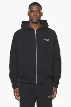 Pegador Hoodies|Zip Hoodies|Aytoun Raglan Sweat Jacket Vintage Washed Onyx Black