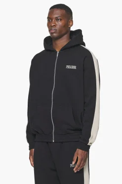 Pegador Hoodies|Zip Hoodies|Aytoun Raglan Sweat Jacket Vintage Washed Onyx Black