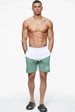 Pegador Swim Shorts|Baker Swim Shorts White Cypress Green