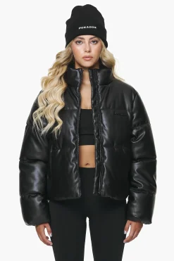 Pegador Jackets|Baker Vegan Leather Puffer Jacket Black