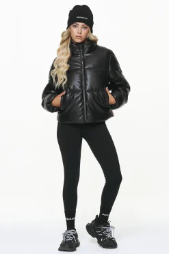 Pegador Jackets|Baker Vegan Leather Puffer Jacket Black