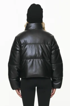 Pegador Jackets|Baker Vegan Leather Puffer Jacket Black